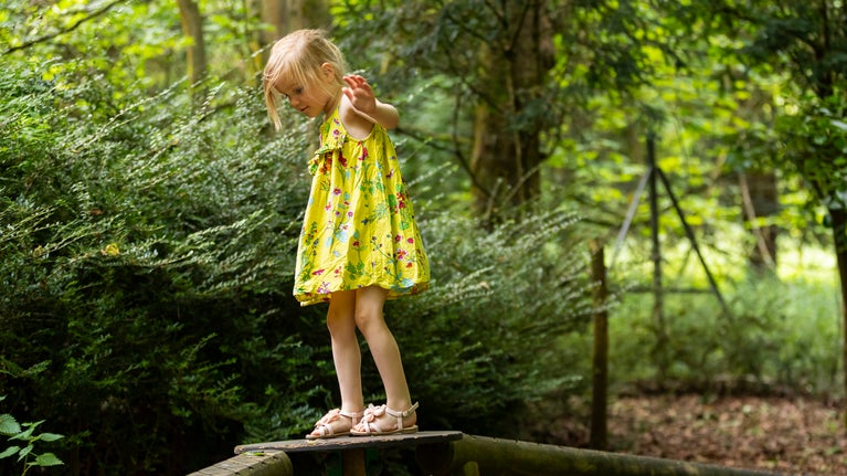 Girl on a balance beam